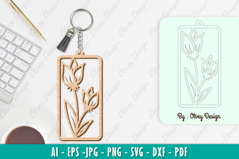 Flower Keychain SVG Bundle 4 - CraftNest - Digital Crafting and Art