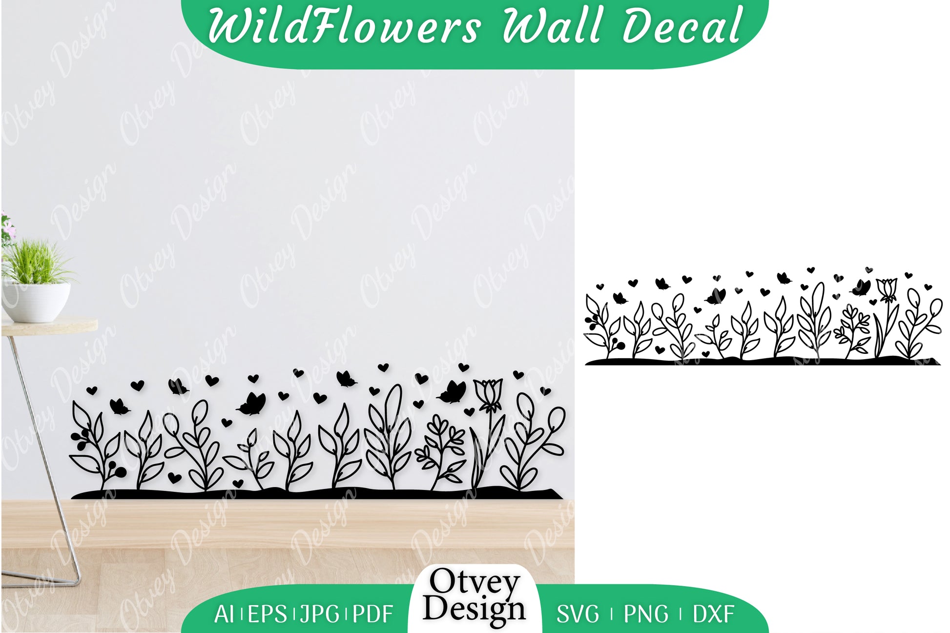 Blooming Wildflowers Wall Decal SVG Bundle 4 - CraftNest - Digital Crafting and Art