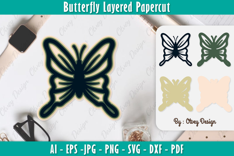 Butterfly Layered Papercut SVG Bundle 4 - CraftNest - Digital Crafting and Art