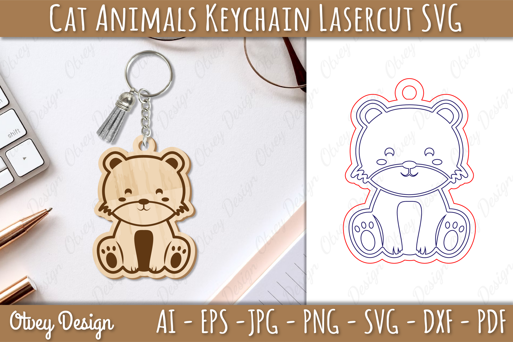 Cat Animal Keychain Laser Cut SVG Bundle 1 - CraftNest - Digital Crafting and Art