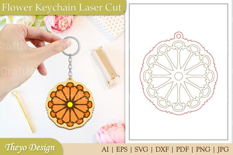 Flower Keychain SVG Bundle