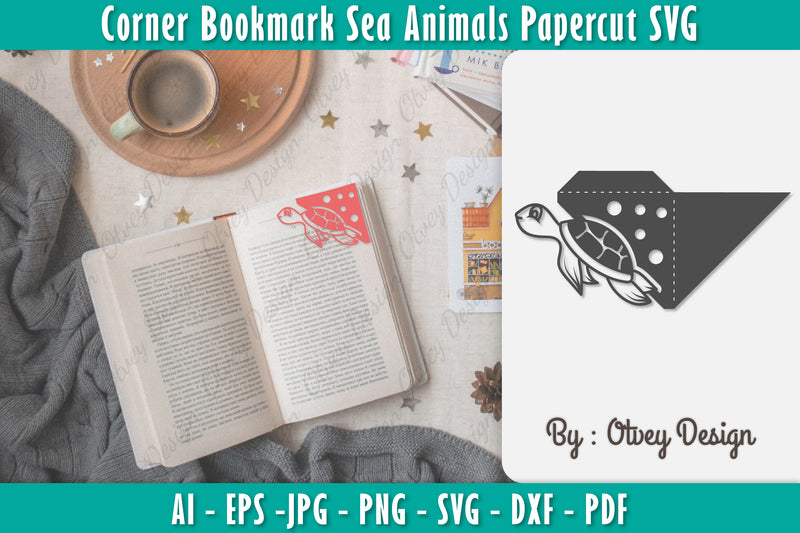 Corner Bookmark Sea Animals SVG Bundle 4 - CraftNest - Digital Crafting and Art