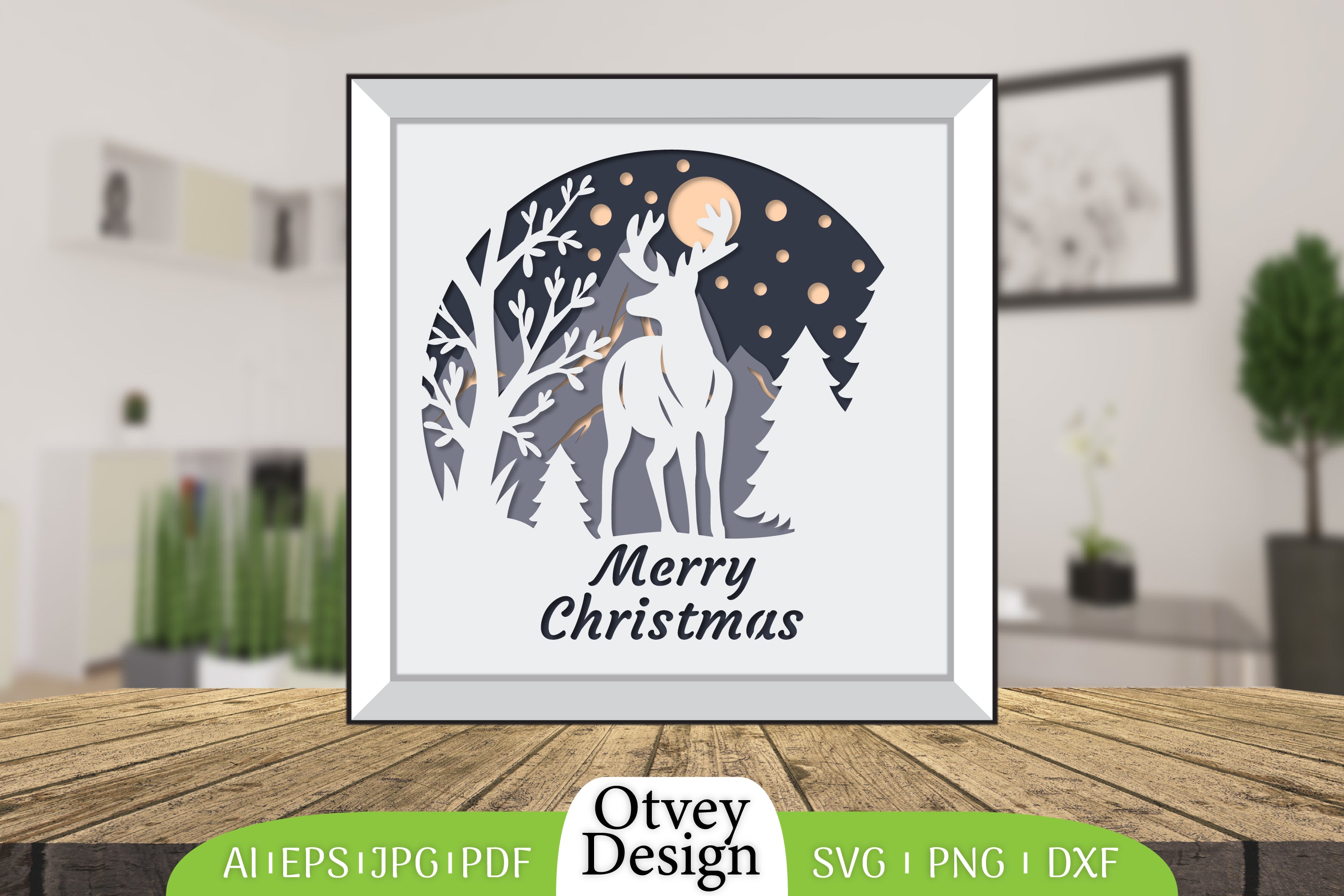 Merry Christmas Deer 3D Shadow Box Papercut SVG Bundle 4 - CraftNest - Digital Crafting and Art