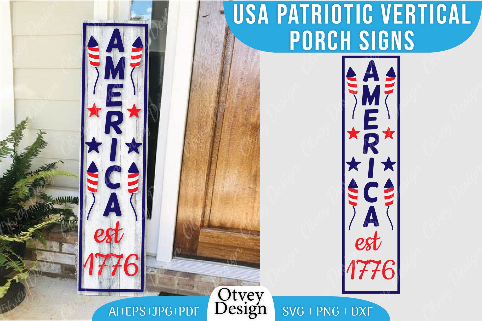 USA Patriotic Vertical Porch Signs SVG Bundle 4 - CraftNest - Digital Crafting and Art