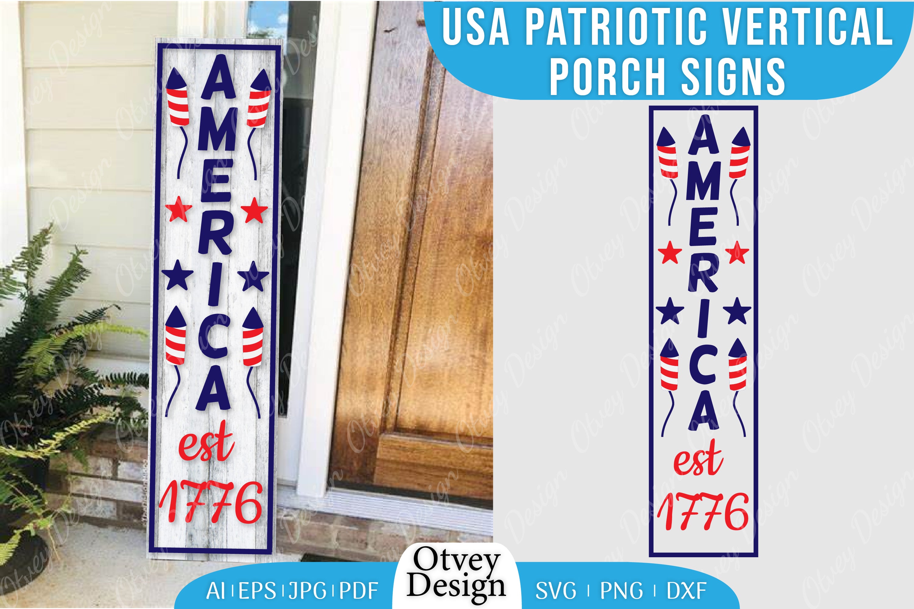 USA Patriotic Vertical Porch Signs SVG Bundle 4 - CraftNest - Digital Crafting and Art
