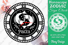 Horoscope Zodiac Sign Laser Cut Clock Template SVG Bundle 4 - CraftNest - Digital Crafting and Art