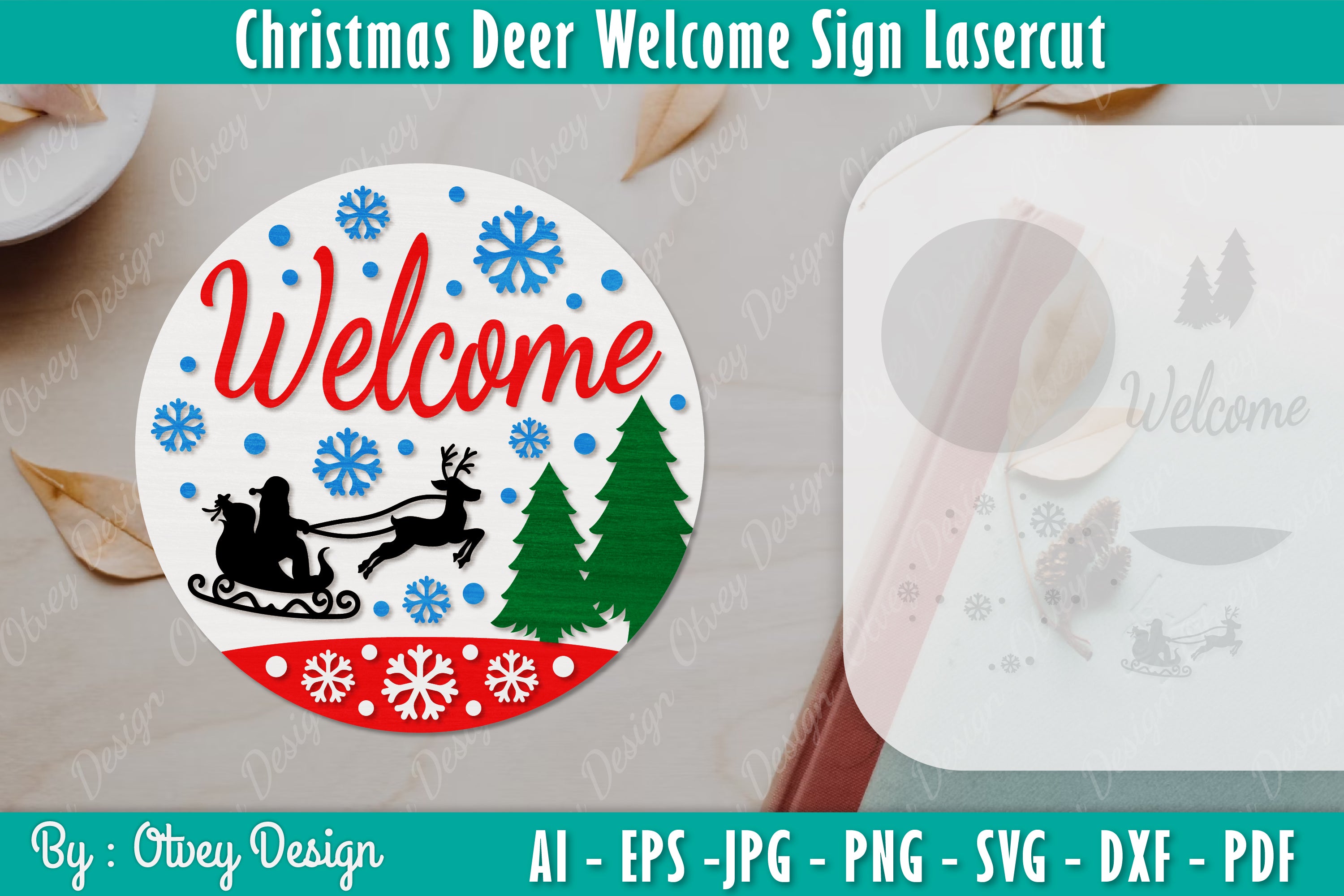 Christmas Deer Welcome Sign SVG Bundle