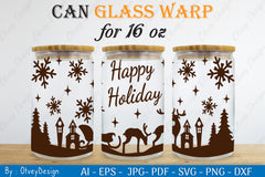 Christmas Santa Sleigh Can Glass 16 OZ SVG Bundle 4 - CraftNest - Digital Crafting and Art
