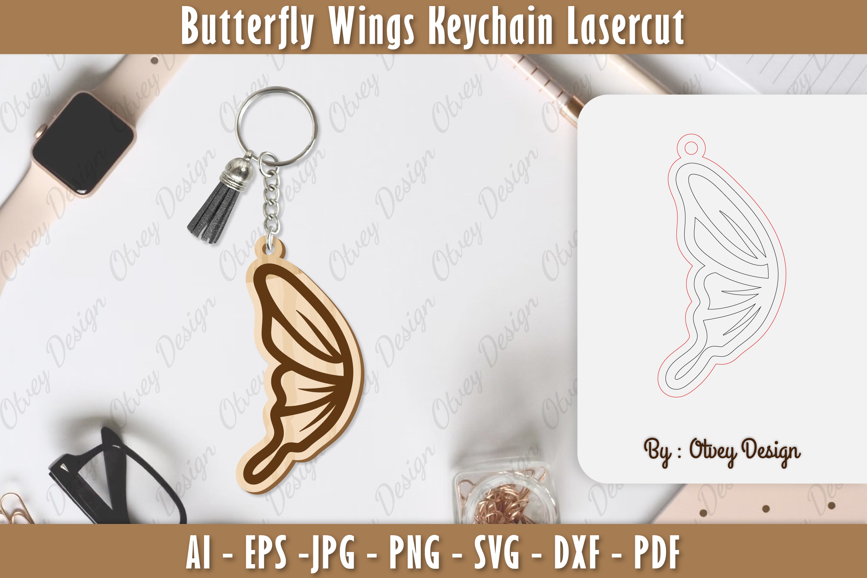 Butterfly Keychain Lasercut SVG Bundle 4 - CraftNest - Digital Crafting and Art