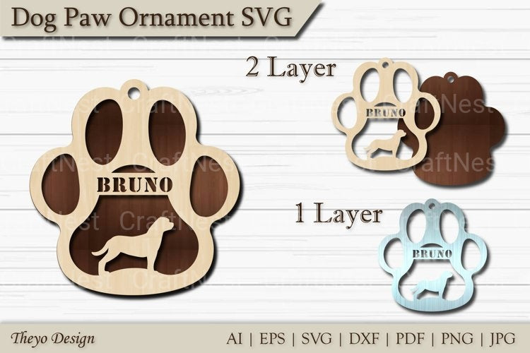 Dog Paw Ornament SVG Bundle