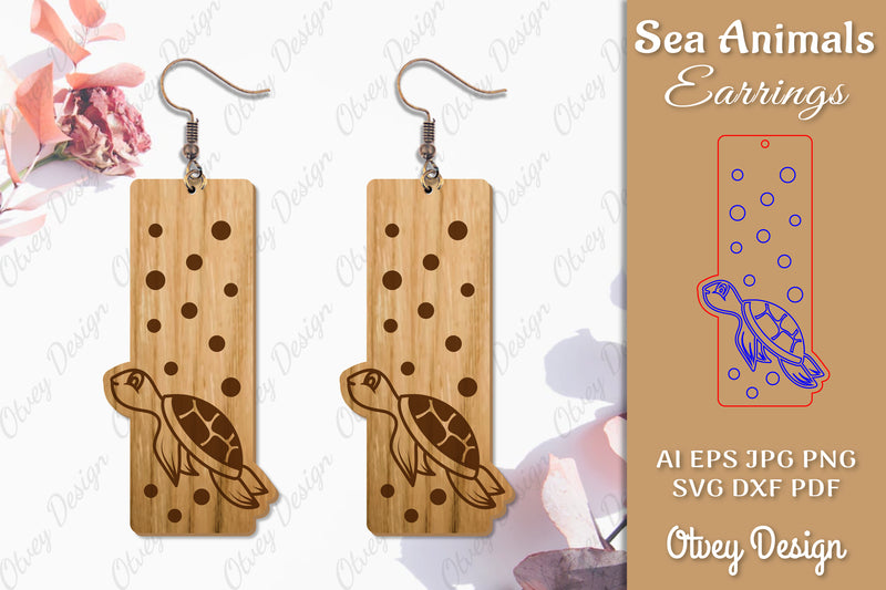 Sea Animals Earrings Laser Cut SVG Bundle 57 - CraftNest - Digital Crafting and Art