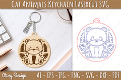 Cat Animal Keychain Laser Cut SVG Bundle - CraftNest - Digital Crafting and Art