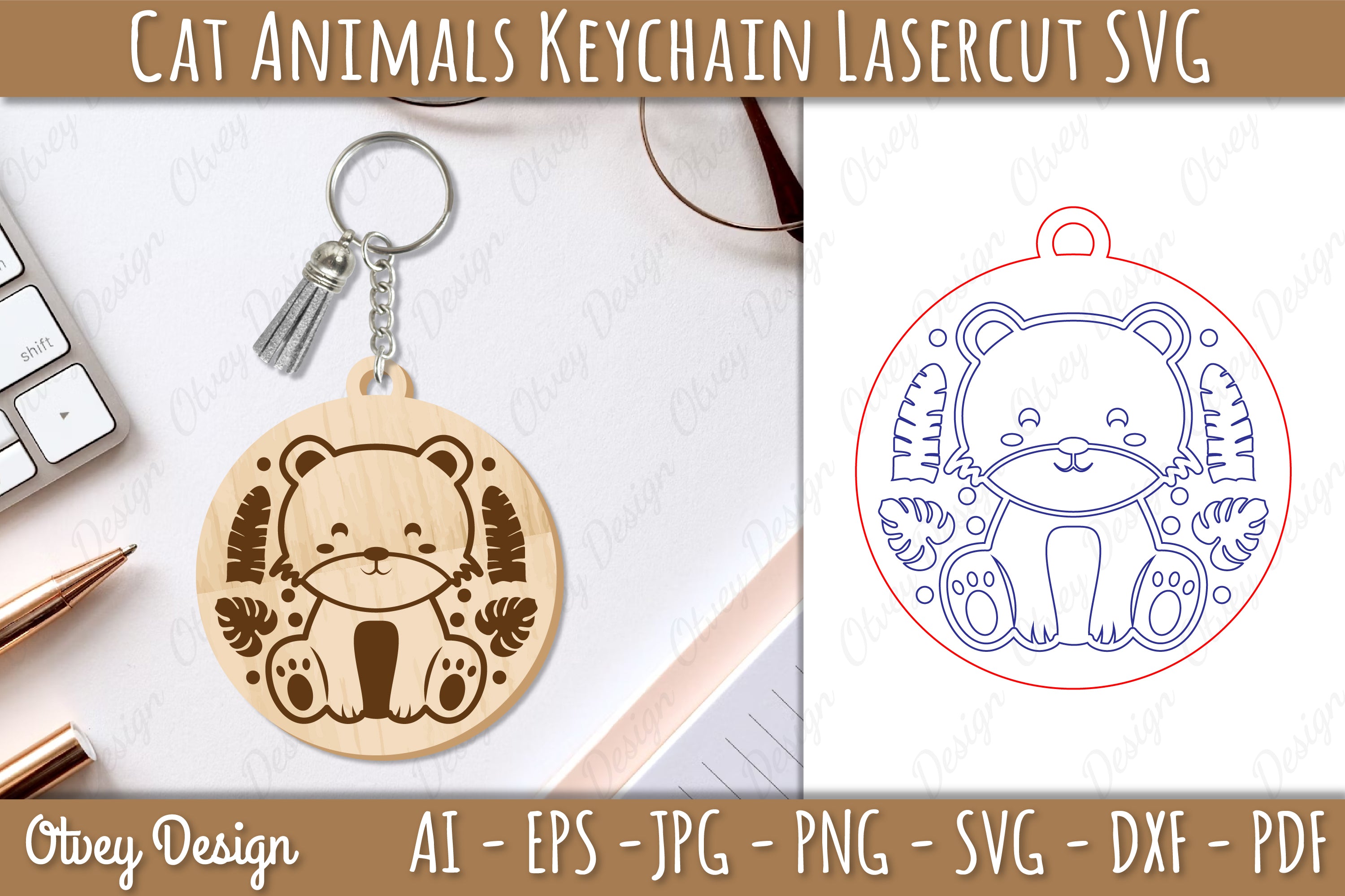 Cat Animal Keychain Laser Cut SVG Bundle - CraftNest - Digital Crafting and Art