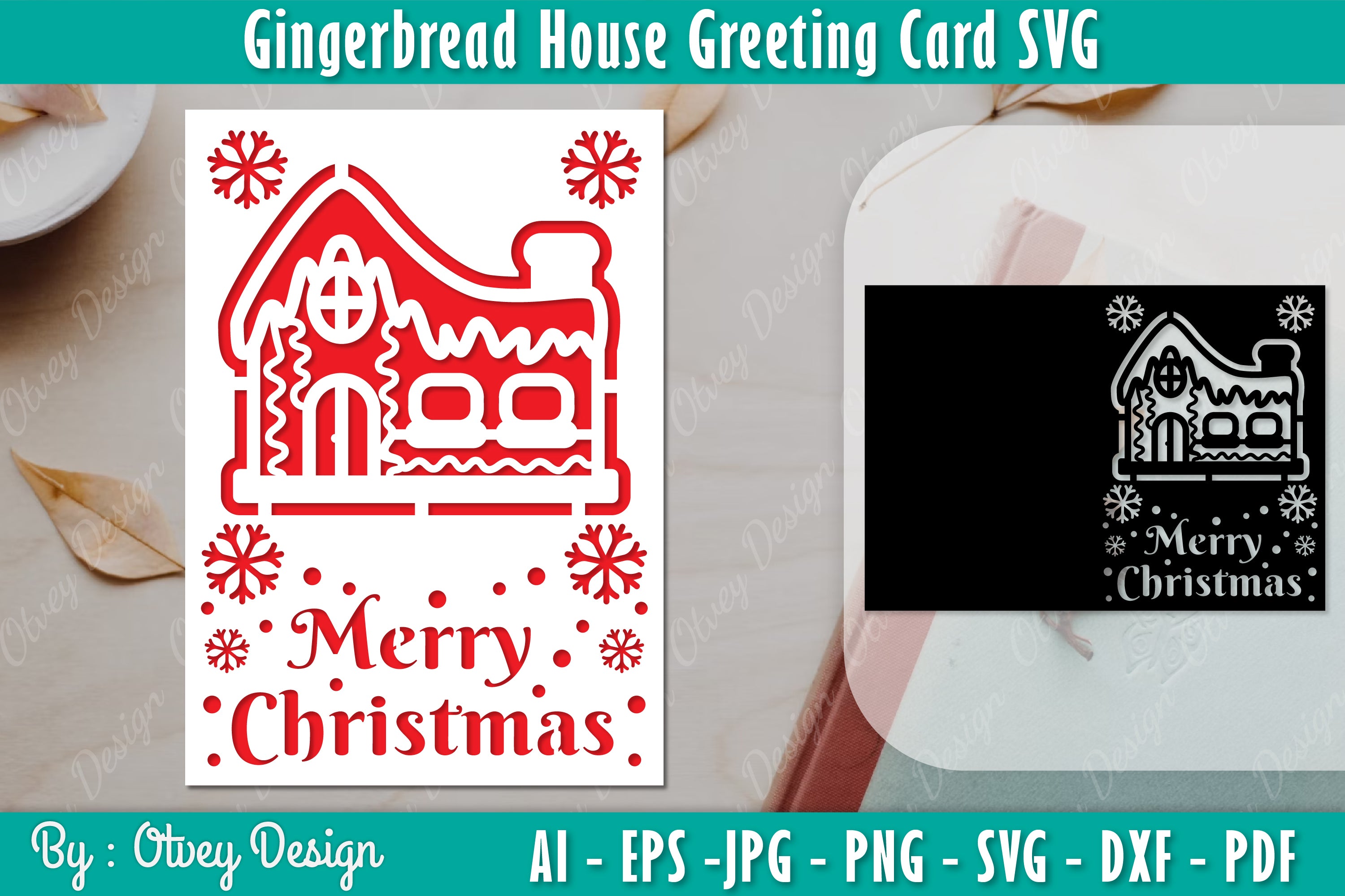 Gingerbread House Greeting Card SVG Bundle 4 - CraftNest - Digital Crafting and Art