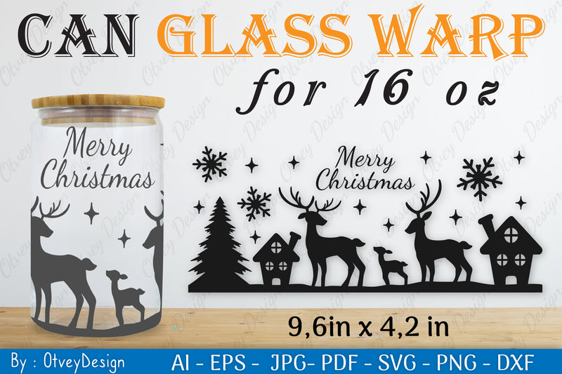 Christmas Deer Can Glass 16 OZ SVG Bundle 5 - CraftNest - Digital Crafting and Art