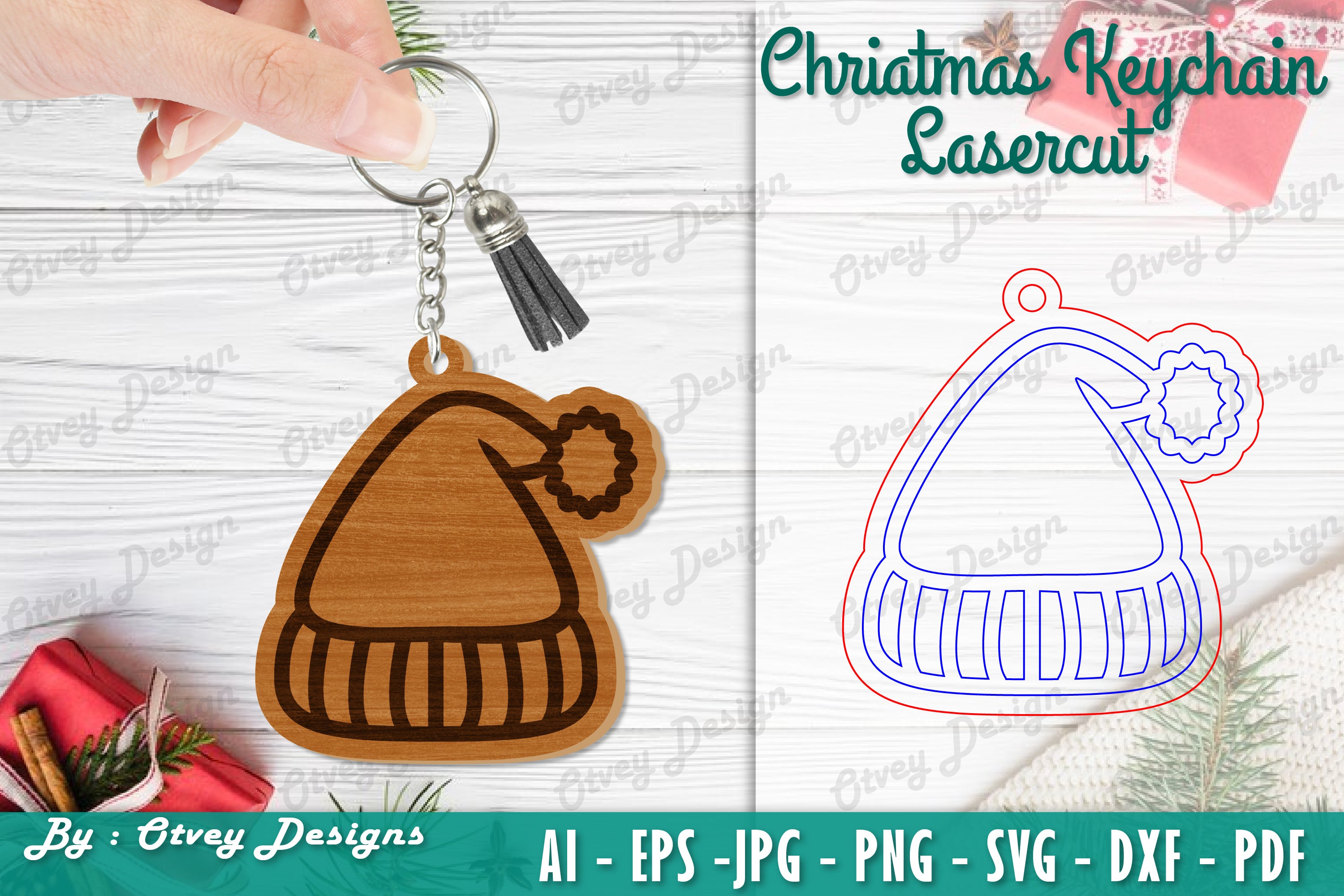 Christmas Keychain Lasercut SVG Bundle