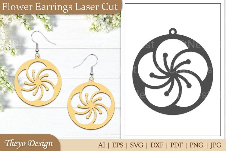 Lasercut Flower Earrings SVG Bundle