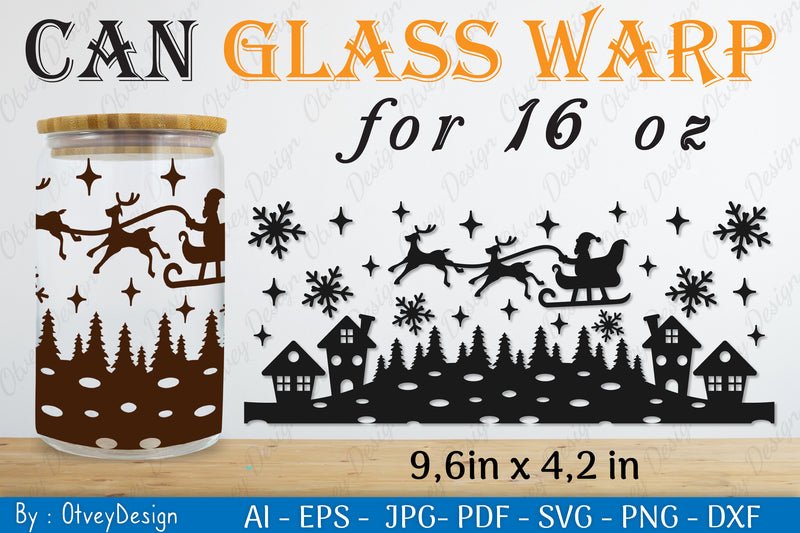 Christmas Santa Sleigh Can Glass 16 OZ SVG Bundle 5 - CraftNest - Digital Crafting and Art