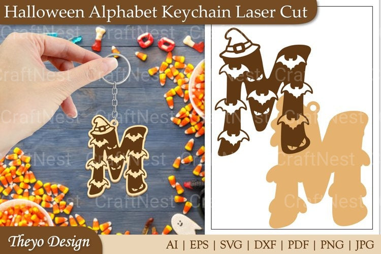 Halloween Keychain Alphabet SVG