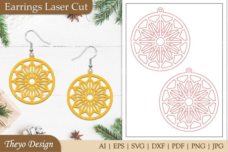 Lasercut Mandala Earrings SVG Bundle