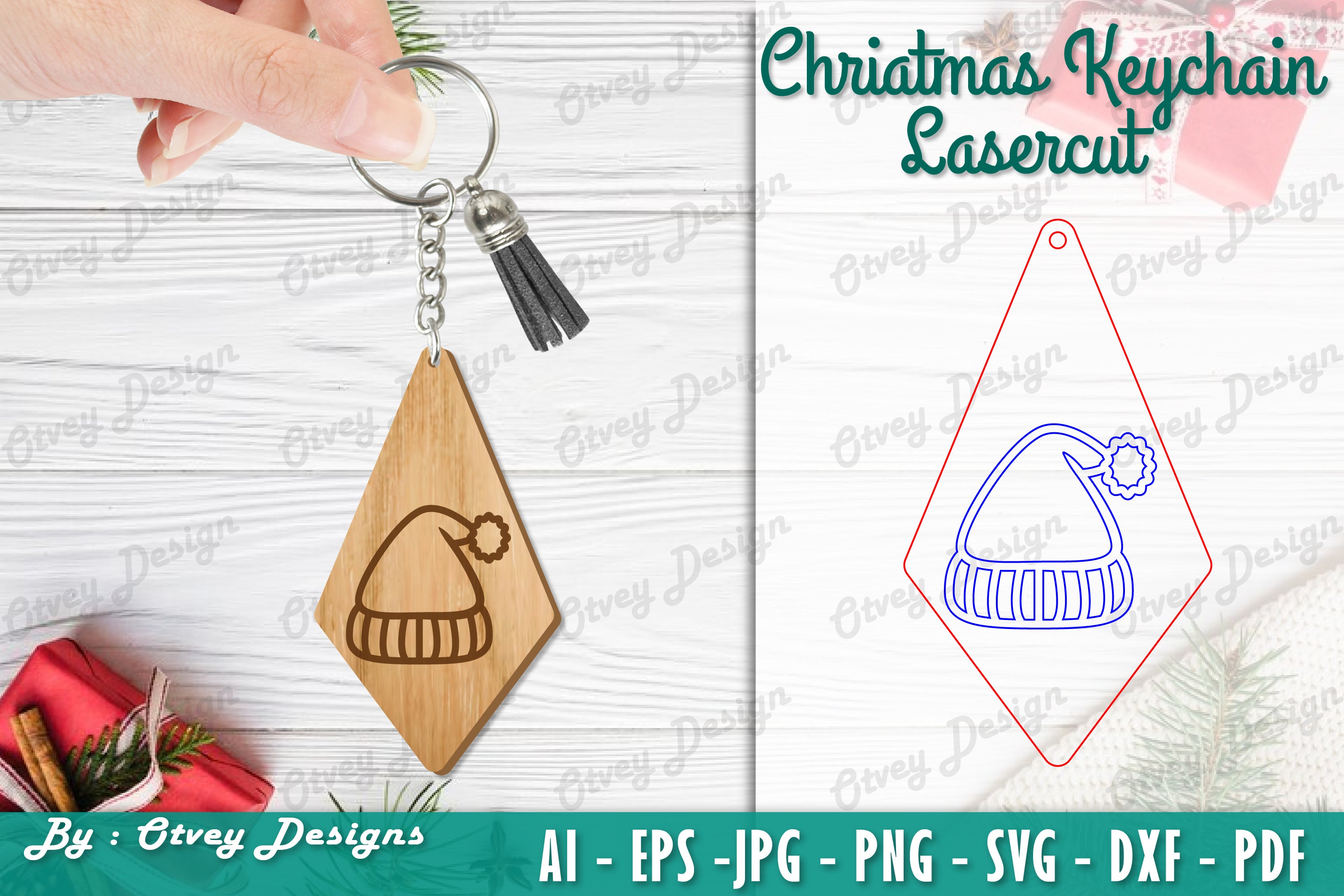 Christmas Keychain Lasercut SVG Bundle 25 - CraftNest - Digital Crafting and Art