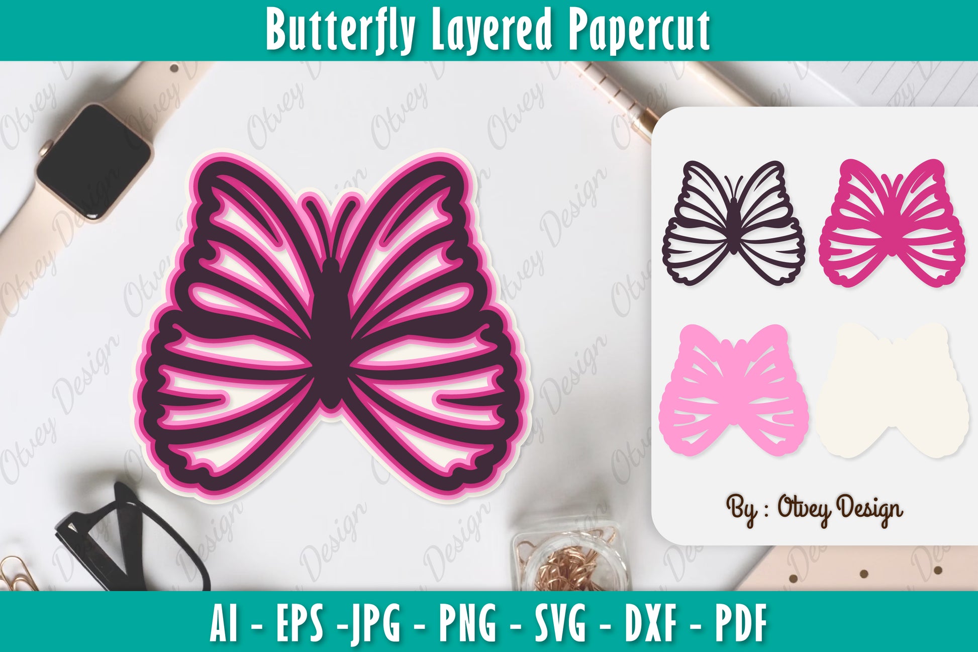 Butterfly Layered Papercut SVG Bundle 5 - CraftNest - Digital Crafting and Art
