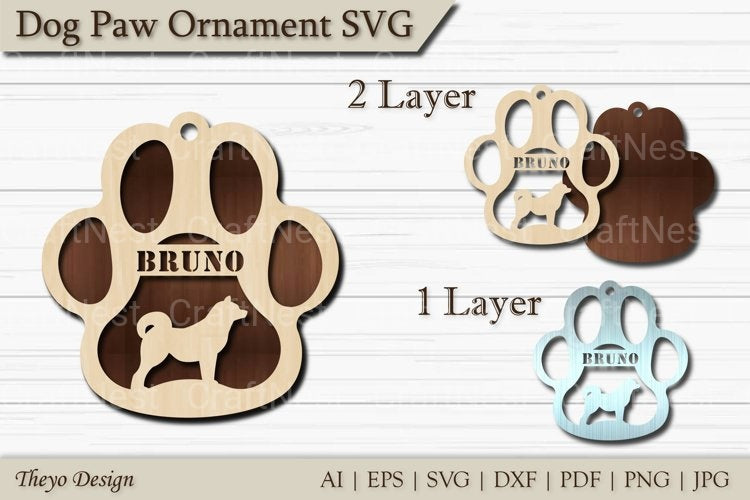 Dog Paw Ornament SVG Bundle
