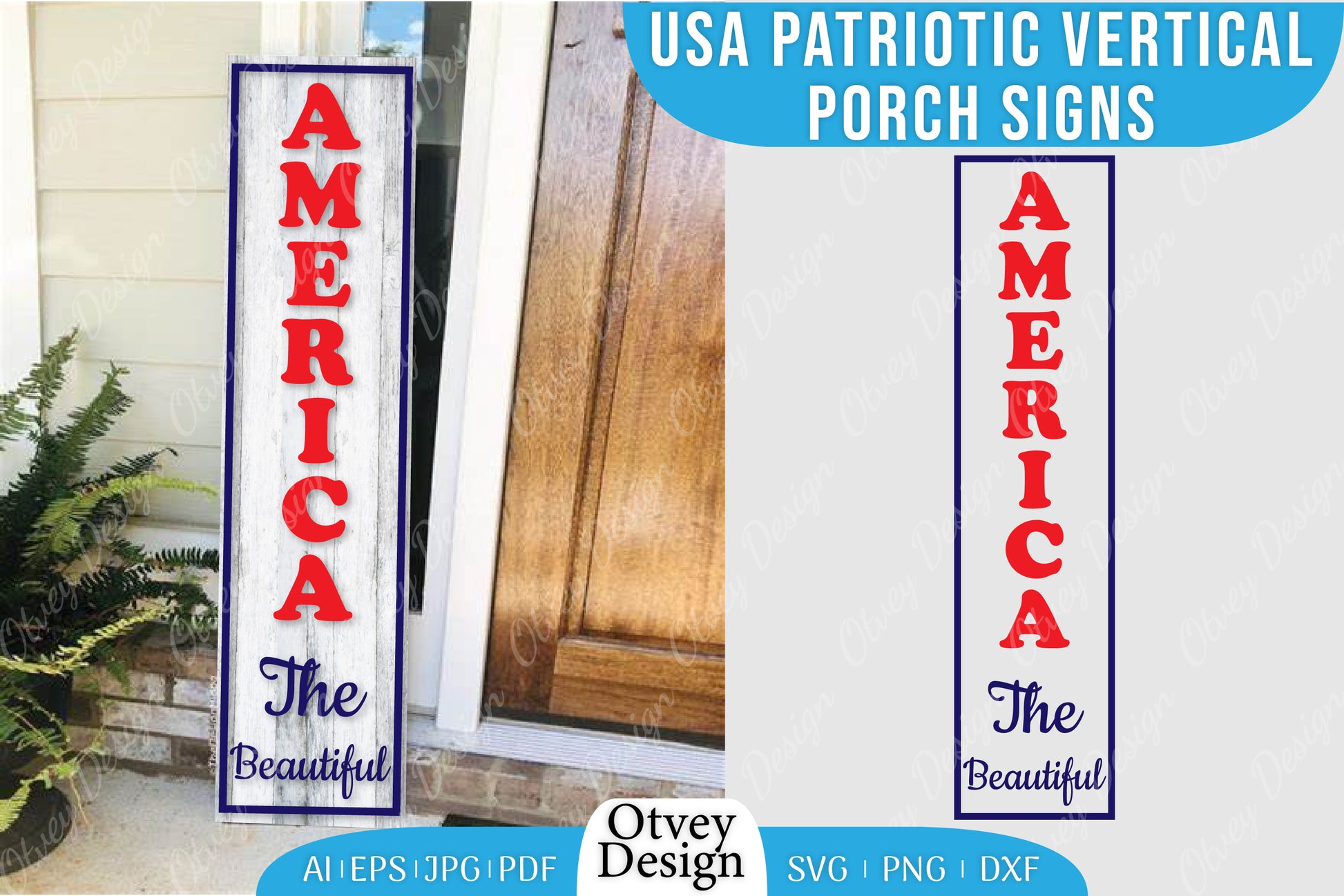 USA Patriotic Vertical Porch Signs SVG Bundle 5 - CraftNest - Digital Crafting and Art