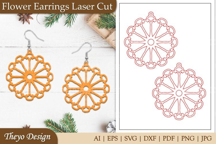 Lasercut Flower Earrings SVG Bundle