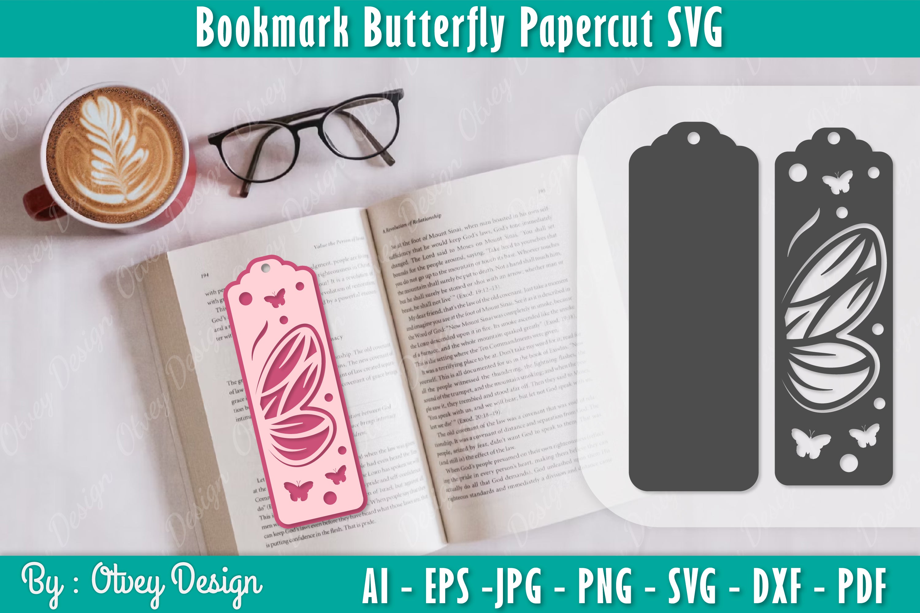 Bookmark Butterfly SVG Bundle 5 - CraftNest - Digital Crafting and Art