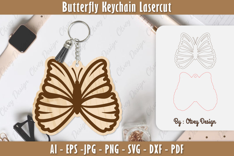Butterfly Keychain Lasercut SVG Bundle 21 - CraftNest - Digital Crafting and Art