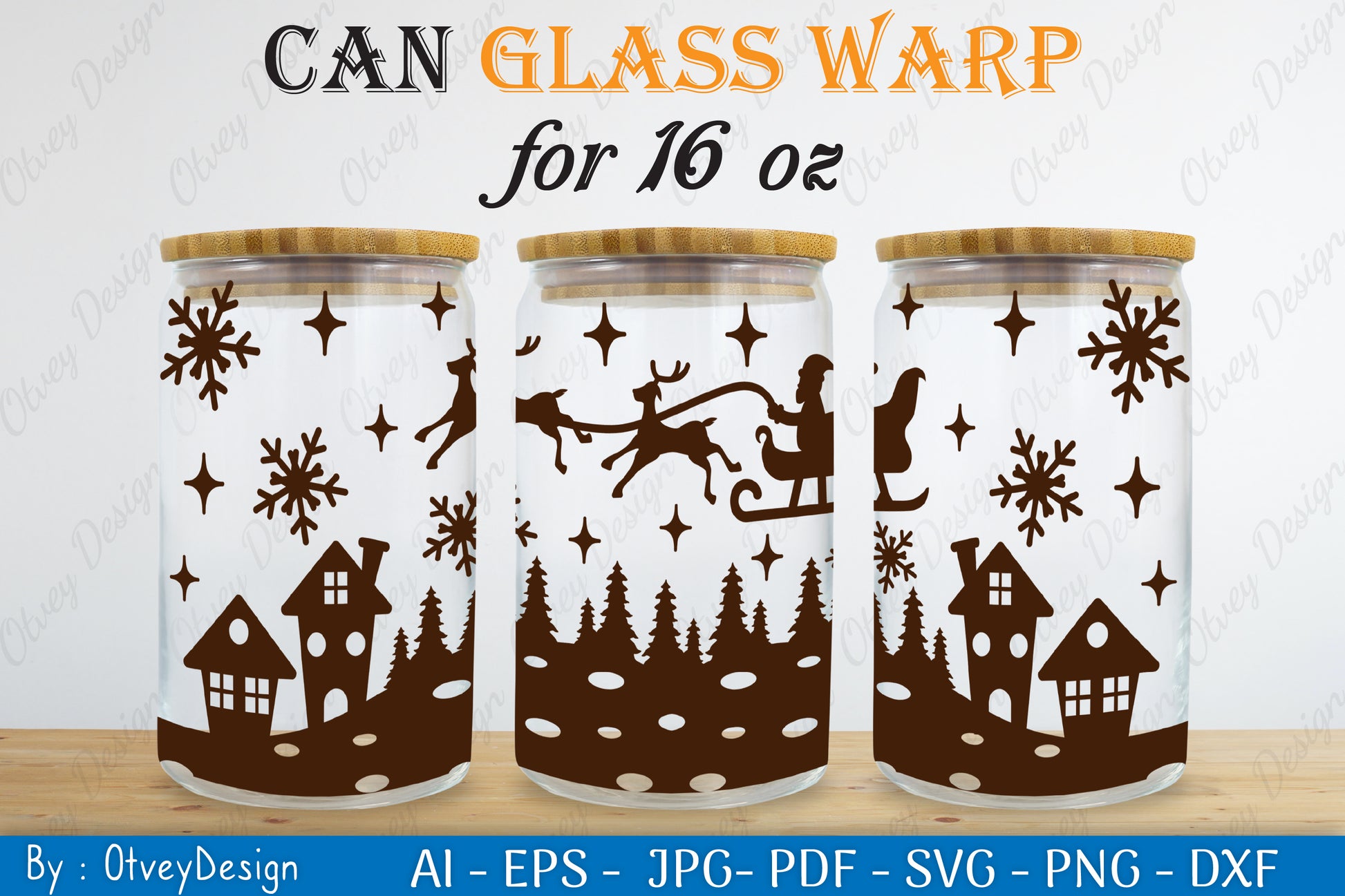 Christmas Santa Sleigh Can Glass 16 OZ SVG Bundle 5 - CraftNest - Digital Crafting and Art