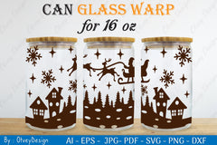 Christmas Santa Sleigh Can Glass 16 OZ SVG Bundle 5 - CraftNest - Digital Crafting and Art