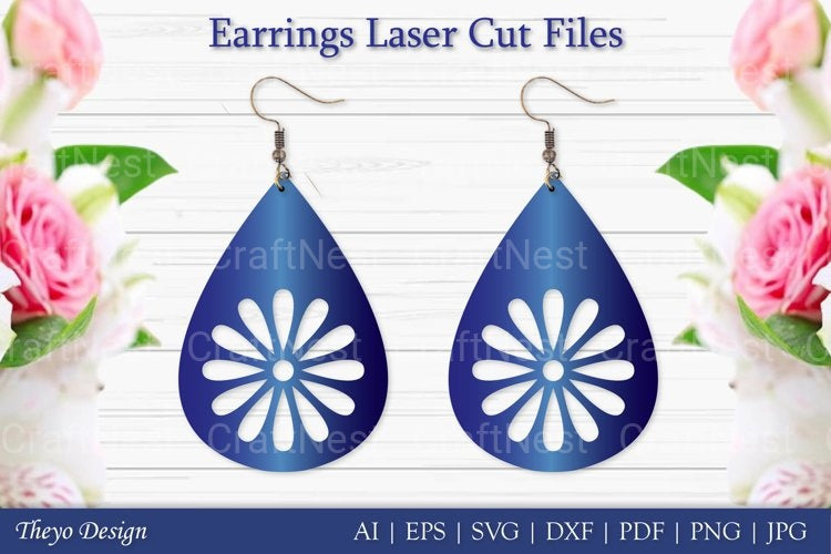 Laser Cut Flower Earrings SVG Bundle