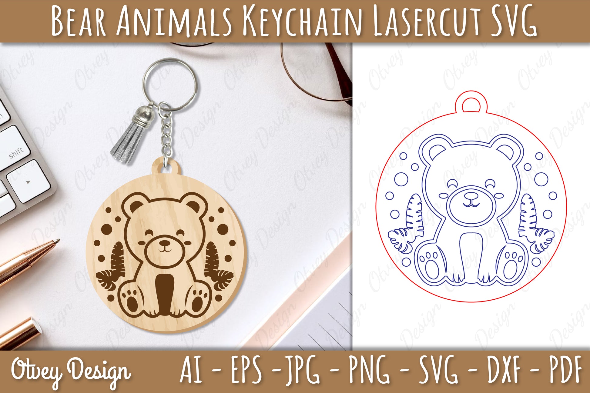Bear Animal Keychain Laser Cut SVG Bundle - CraftNest - Digital Crafting and Art