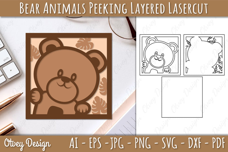 Animals Peeking Layered Lasercut SVG Bundle 6 - CraftNest - Digital Crafting and Art