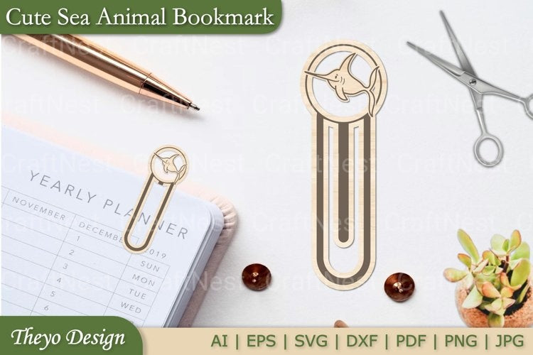 Cute Sea Animal Bookmark SVG Bundle