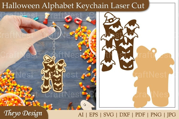 Halloween Keychain Alphabet SVG