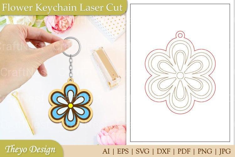 Flower Keychain SVG Bundle