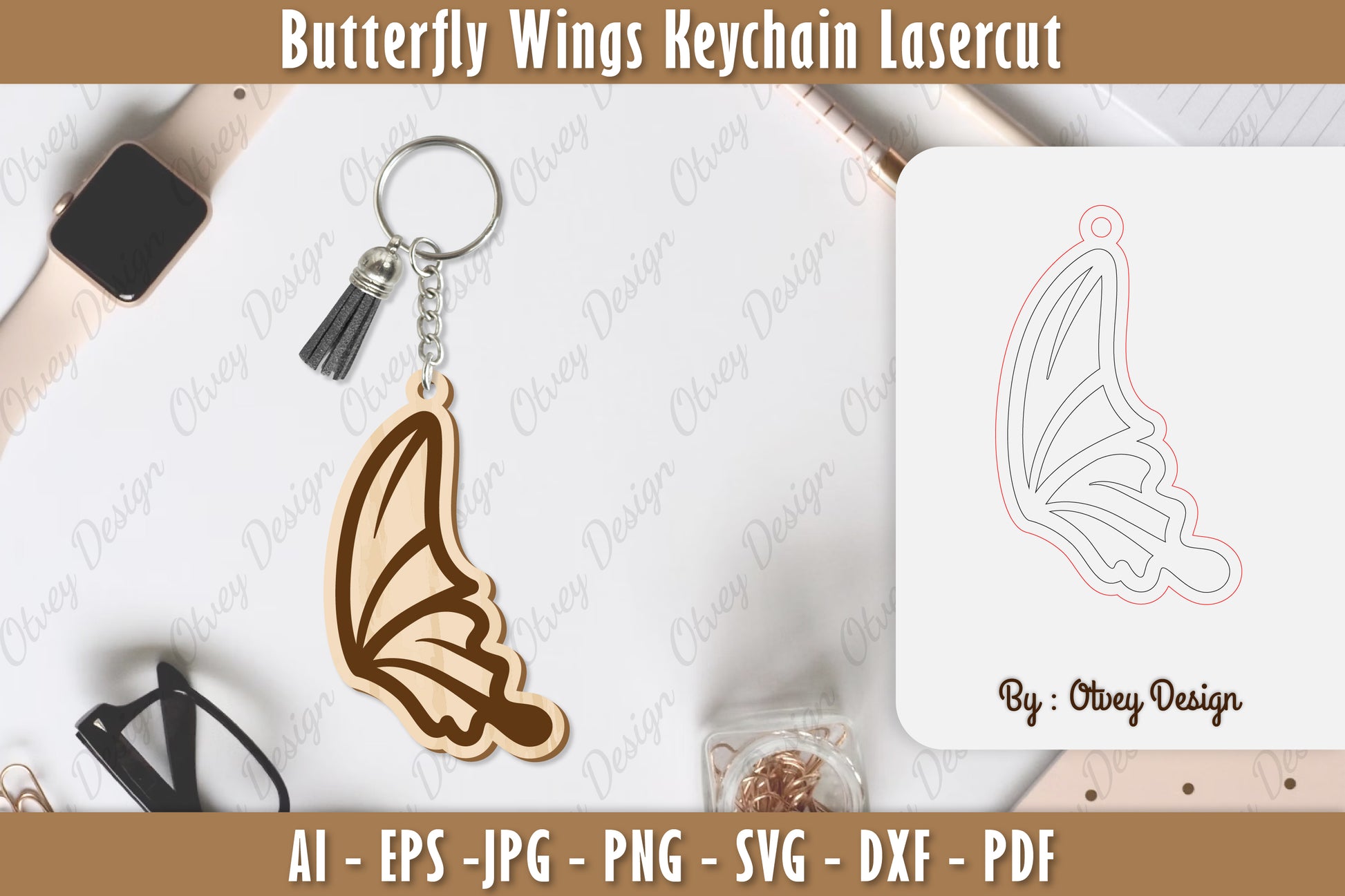 Butterfly Keychain Lasercut SVG Bundle 6 - CraftNest - Digital Crafting and Art