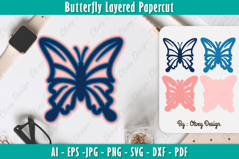 Butterfly Layered Papercut SVG Bundle 6 - CraftNest - Digital Crafting and Art