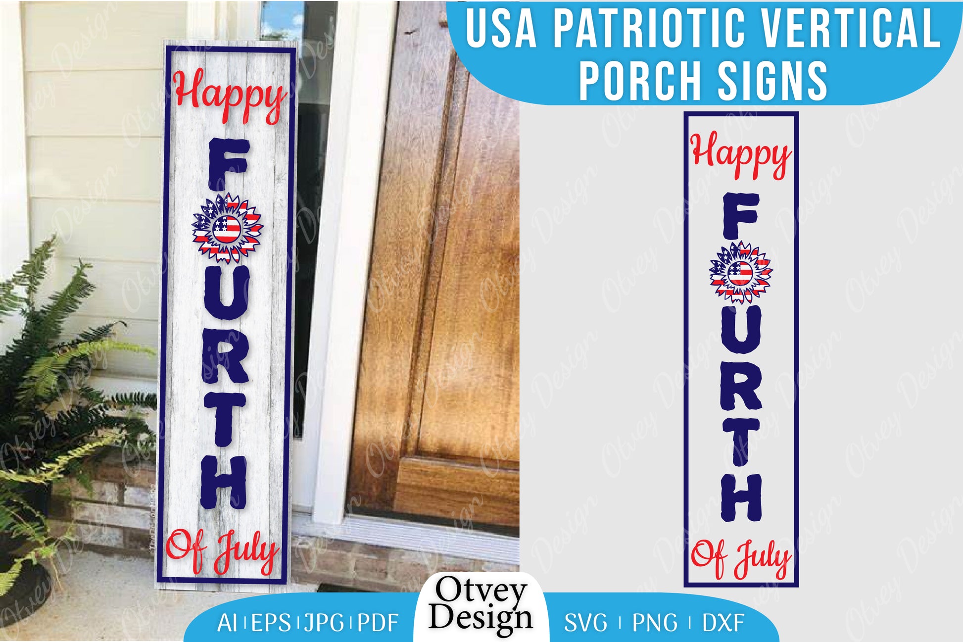 USA Patriotic Vertical Porch Signs SVG Bundle 6 - CraftNest - Digital Crafting and Art