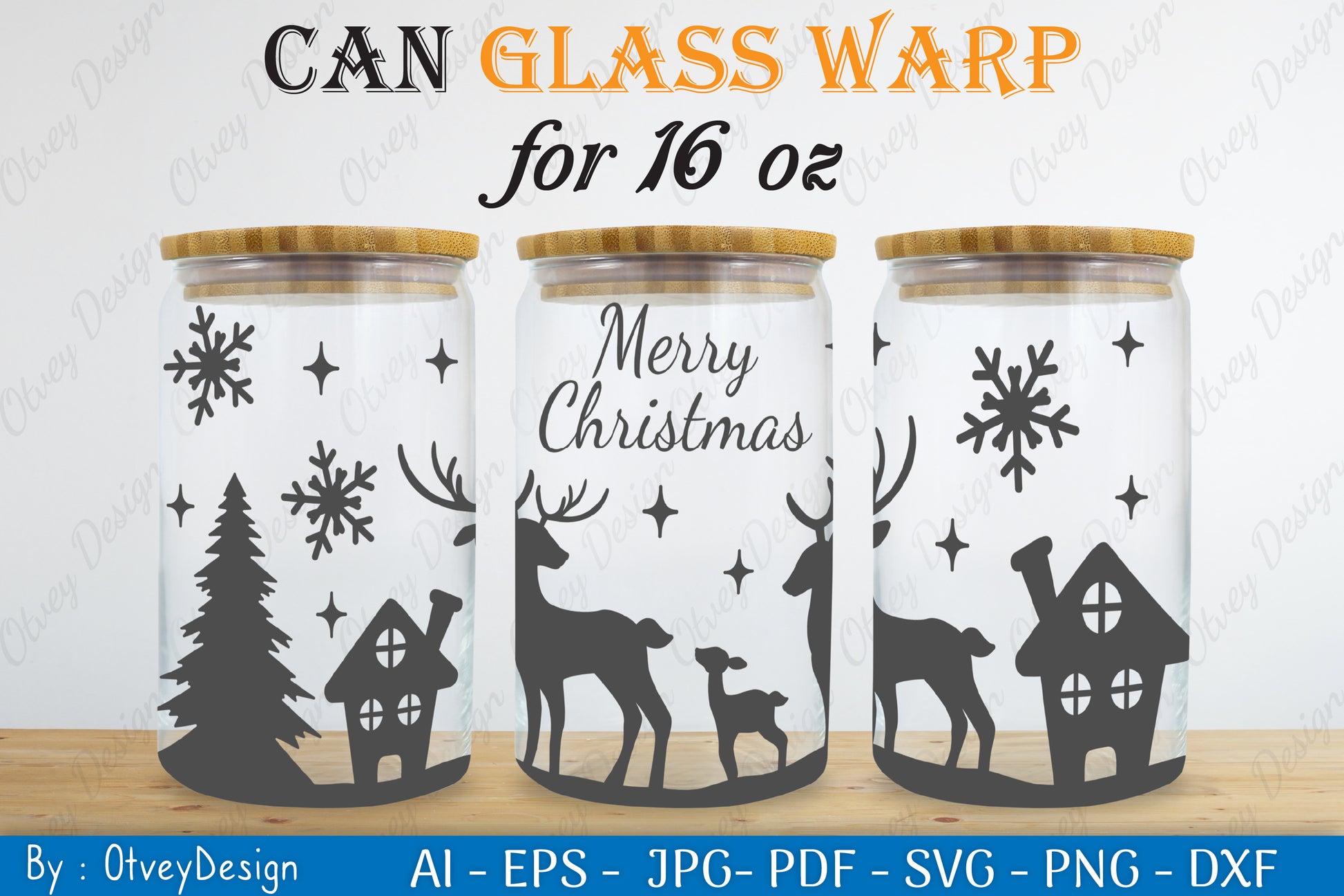 Christmas Deer Can Glass 16 OZ SVG Bundle 5 - CraftNest - Digital Crafting and Art