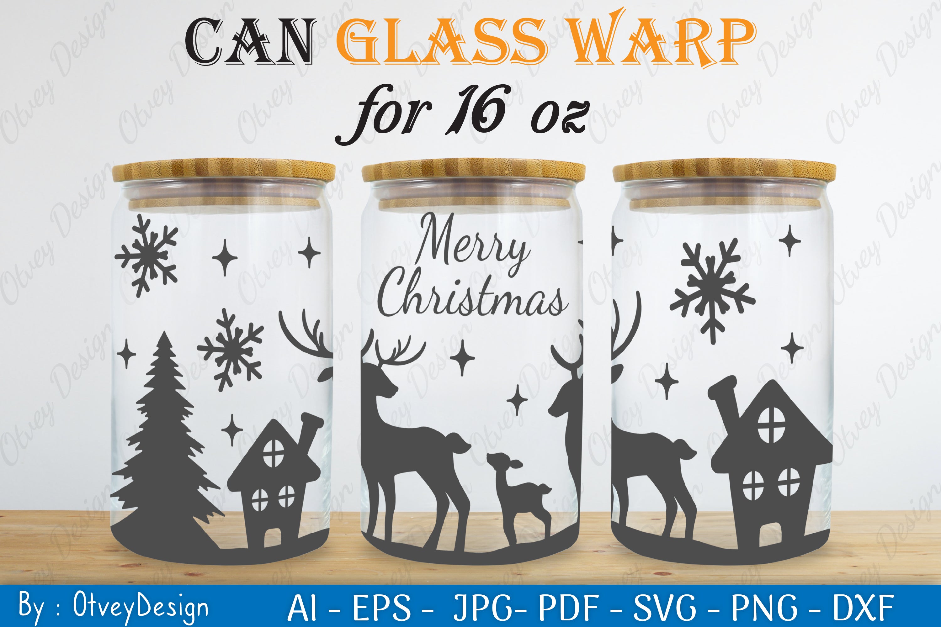 Christmas Deer Can Glass 16 OZ SVG Bundle 5 - CraftNest - Digital Crafting and Art