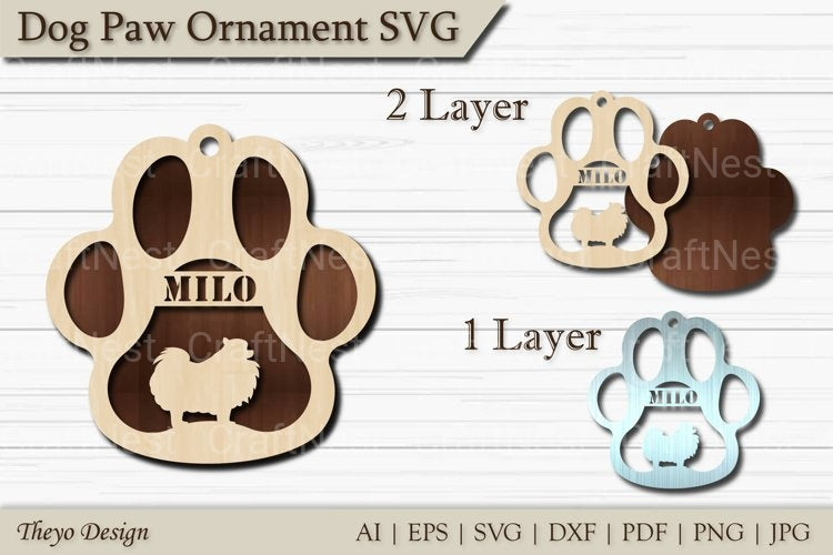Dog Paw Ornament SVG Bundle