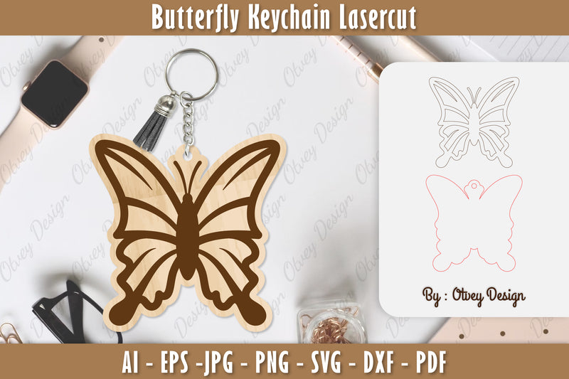 Butterfly Keychain Lasercut SVG Bundle 22 - CraftNest - Digital Crafting and Art