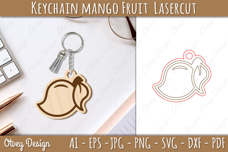 Keychain Mango Fruit Lasercut SVG Bundle - CraftNest - Digital Crafting and Art