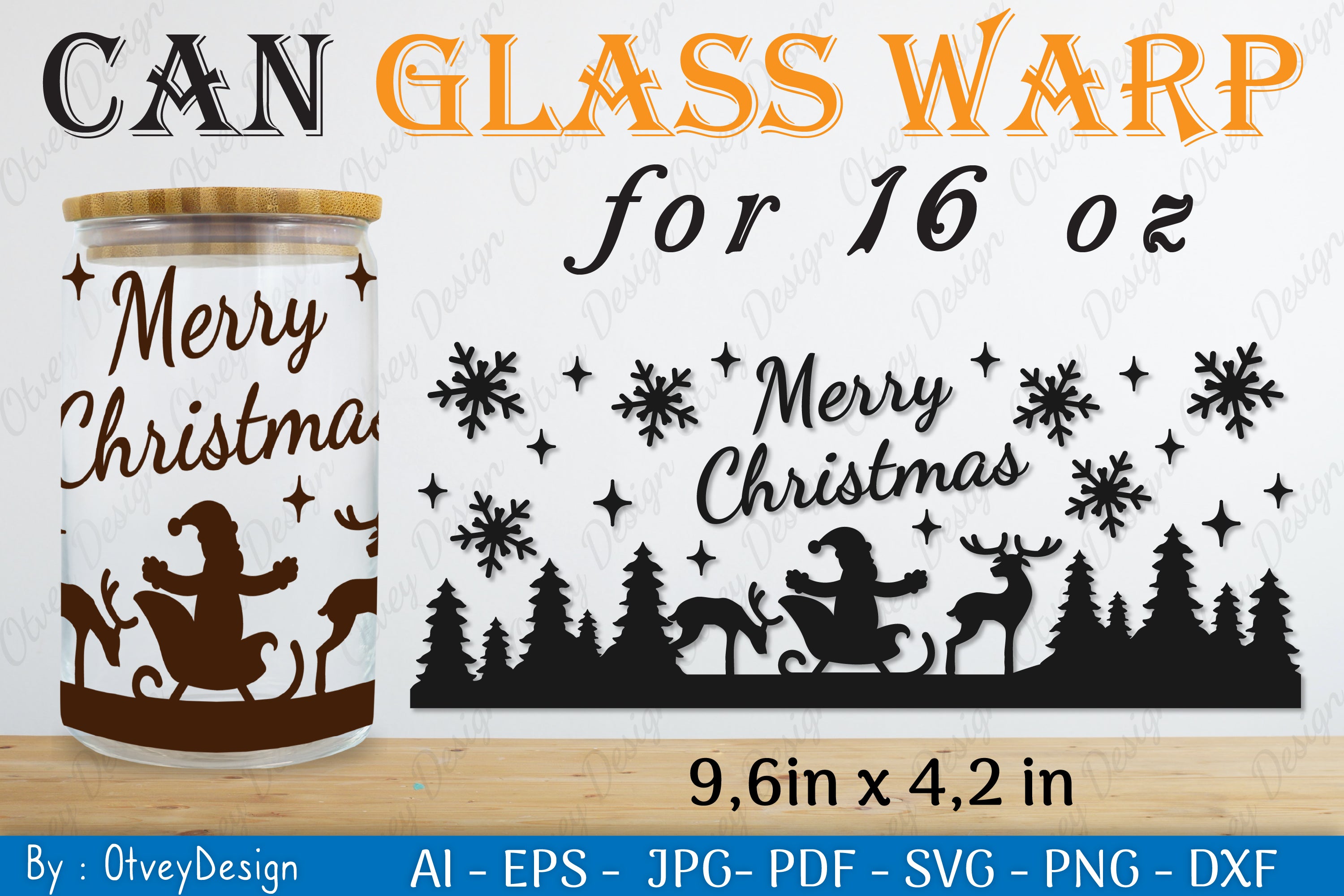 Christmas Santa Sleigh Can Glass SVG Bundle 4 - CraftNest - Digital Crafting and Art