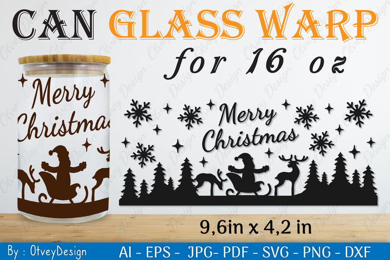 Christmas Santa Sleigh Can Glass SVG Bundle 4 - CraftNest - Digital Crafting and Art