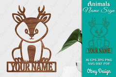 Animal Name Sign SVG Laser Cut Template Door Wall Hanger SVG Bundle 7 - CraftNest - Digital Crafting and Art